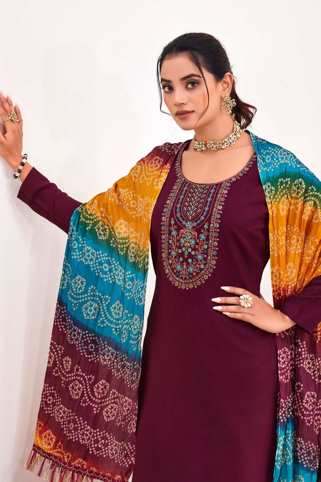 Casual Maroon Color Inventive Salwar Suit In Rayon Fabric | Buy Online India