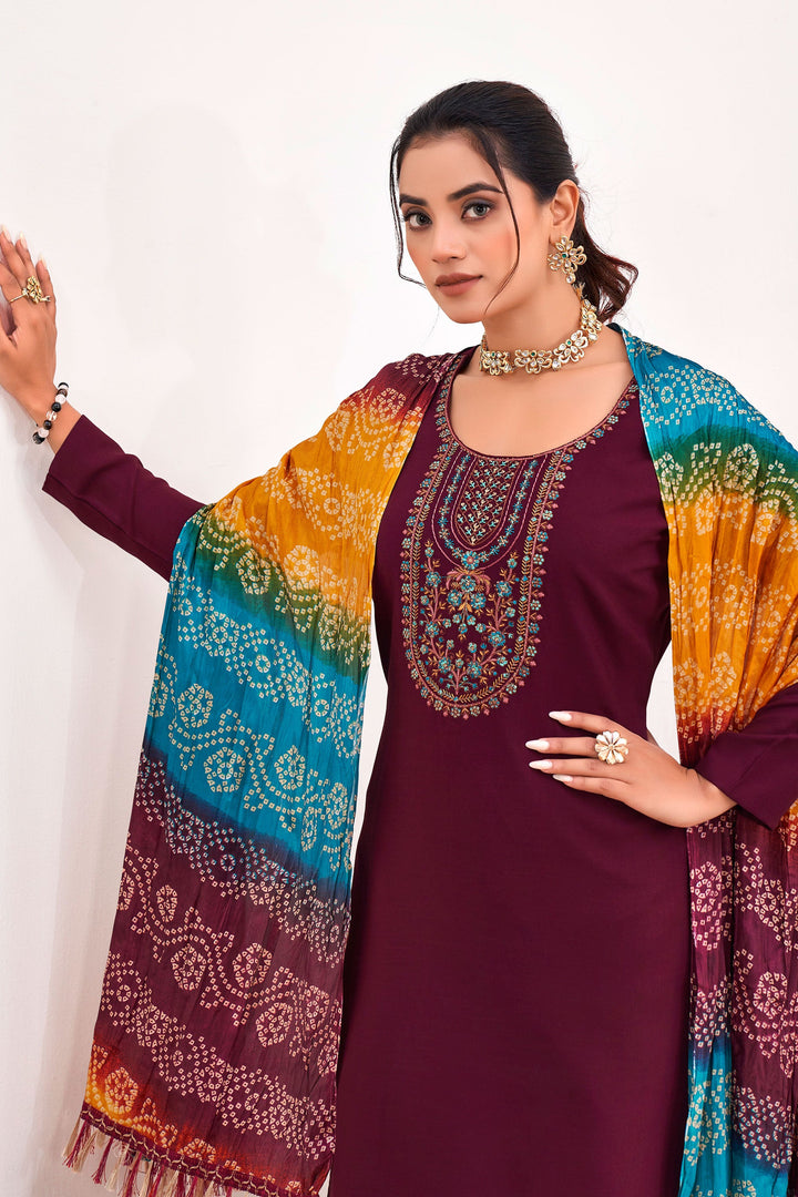 Casual Maroon Color Inventive Salwar Suit In Rayon Fabric | Buy Online India