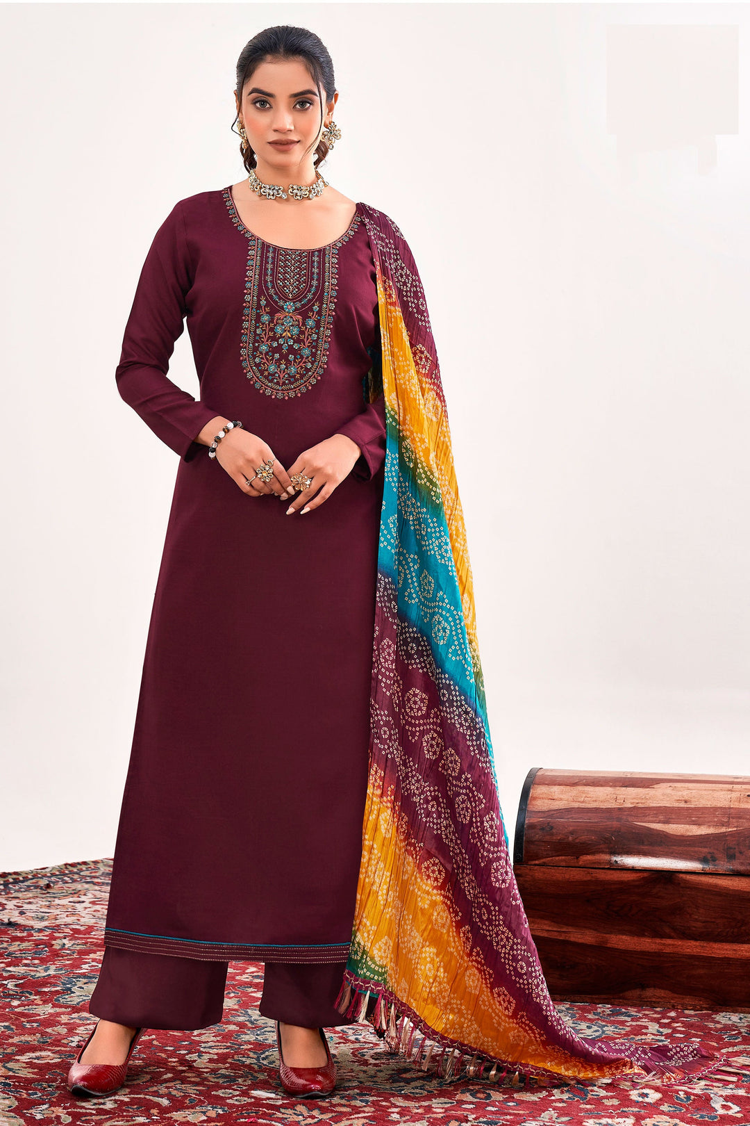 Casual Maroon Color Inventive Salwar Suit In Rayon Fabric | Buy Online India