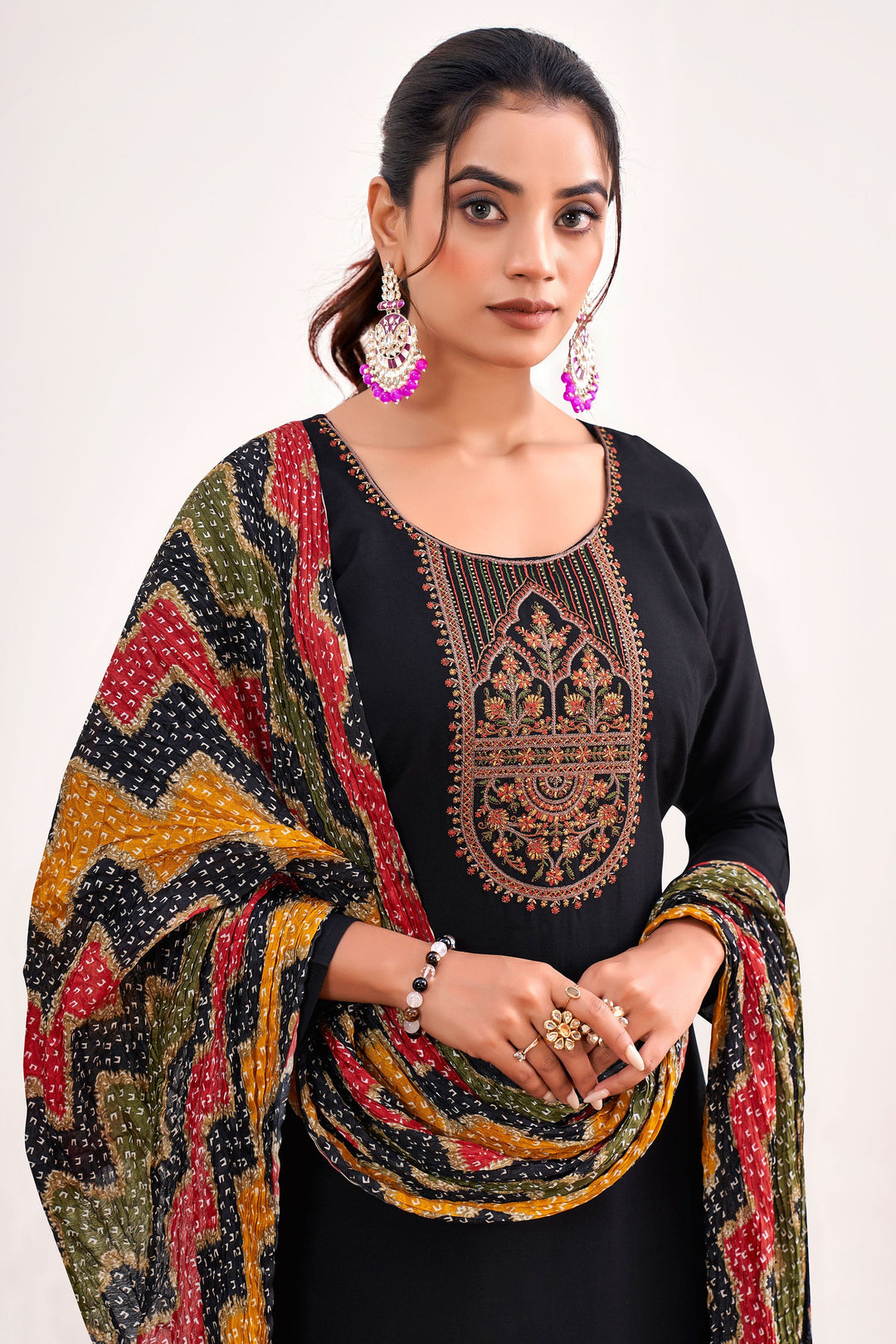 Rayon Fabric Black Color Casual Elegant Salwar Suit | Buy Online India