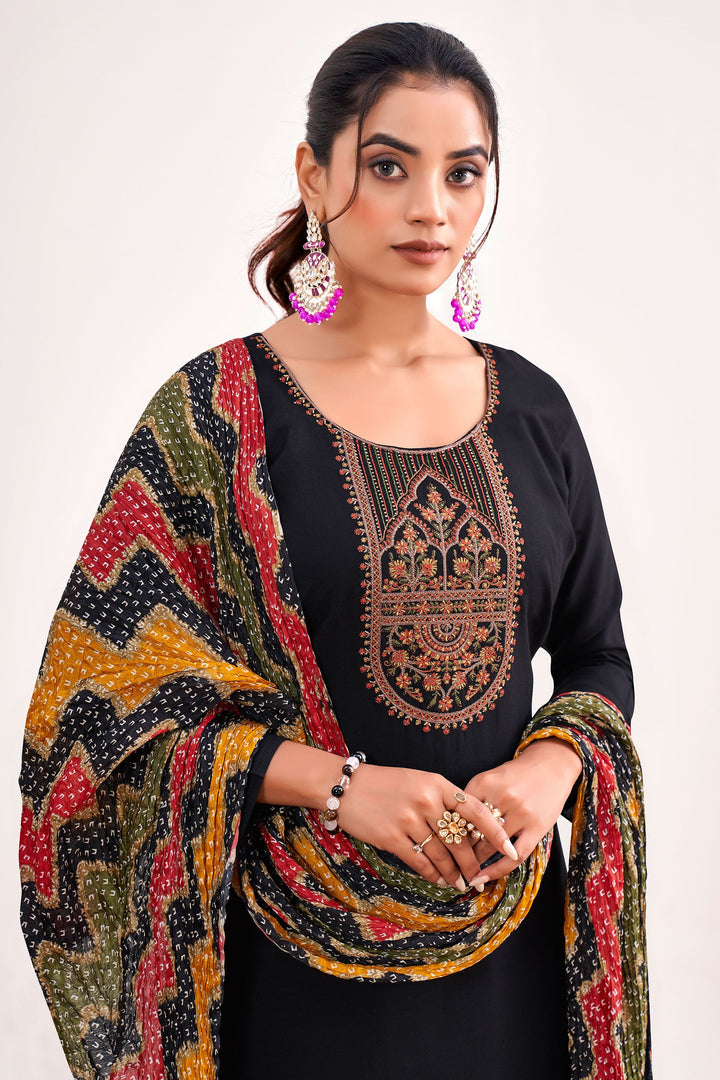Rayon Fabric Black Color Casual Elegant Salwar Suit | Buy Online India
