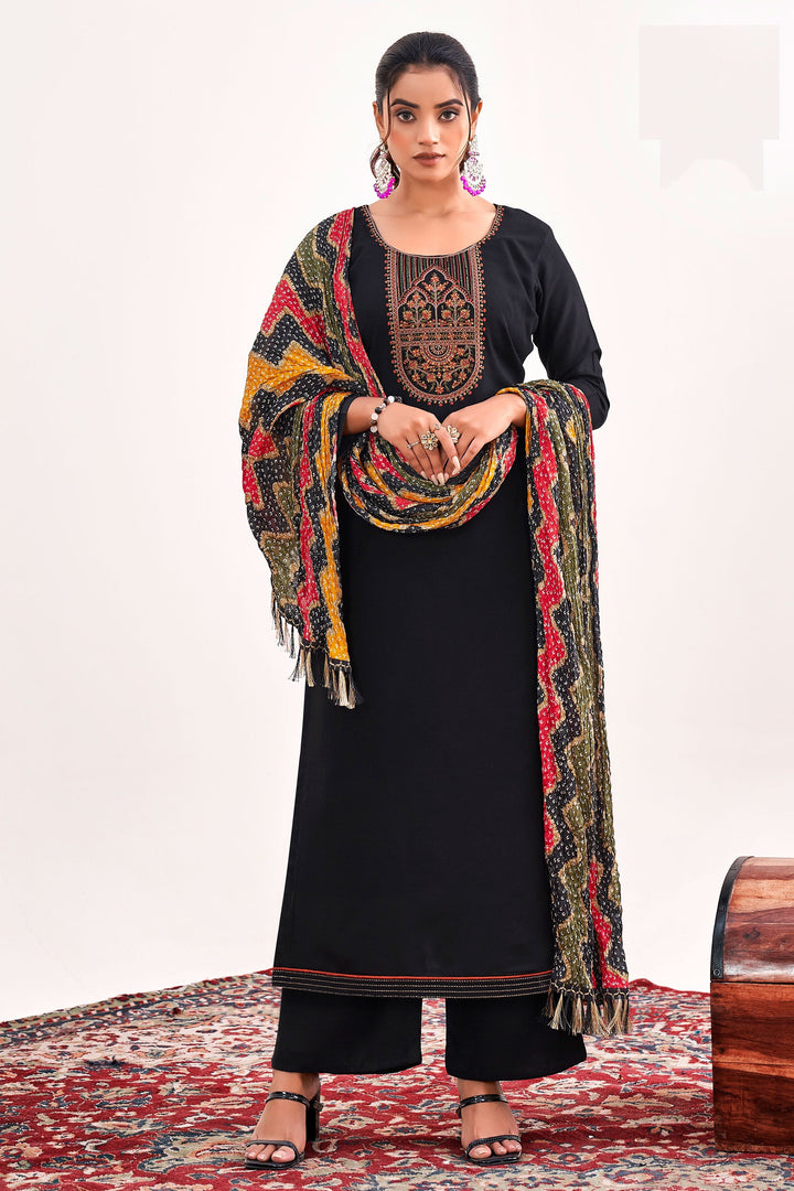 Rayon Fabric Black Color Casual Elegant Salwar Suit | Buy Online India