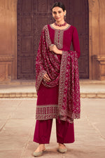 Load image into Gallery viewer, Magenta Color Georgette Fabric Fancy Embroidered Function Wear Palazzo Salwar Kameez
