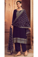 Load image into Gallery viewer, Georgette Fabric Fancy Embroidered Function Wear Palazzo Salwar Kameez In Purple Color
