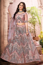 Load image into Gallery viewer, Pink Color Wedding Wear Net Fabric Fancy Work Lehenga Choli
