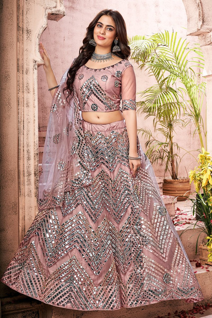 Pink Color Wedding Wear Net Fabric Fancy Work Lehenga Choli