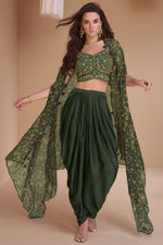 Load image into Gallery viewer, Albescent Green Color Readymade Indo Western Dhoti Suit With Shrug
