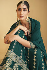 Load image into Gallery viewer, Charming Embroidered Work Dark Green Color Georgette Fabric Function Wear Anarkali Suit
