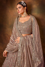 Load image into Gallery viewer, Georgette Fabric Brown Color Lehenga Choli For Wedding Function