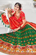 Load image into Gallery viewer, Vintage Silk Fabric Green Color Sangeet Wear Embroidered Lehenga
