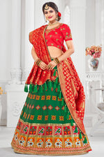 Load image into Gallery viewer, Vintage Silk Fabric Green Color Sangeet Wear Embroidered Lehenga
