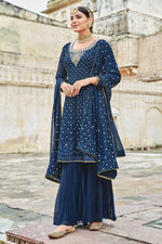 Load image into Gallery viewer, Function Wear Georgette Fabric Garara Suit In Blue Color
