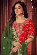 Load image into Gallery viewer, Georgette Fabric Function Wear Embroidered Palazzo Suit In Red Color
