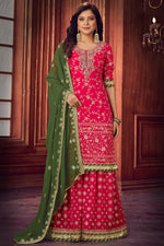Load image into Gallery viewer, Rani Color Georgette Fabric Embroidered Function Wear Palazzo Suit
