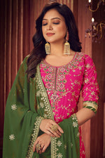 Load image into Gallery viewer, Magenta Color Georgette Fabric Function Wear Embroidered Palazzo Suit
