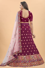 Load image into Gallery viewer, Wine Color Georgette Fabric Wonderful Sangeet Wear Lehenga

