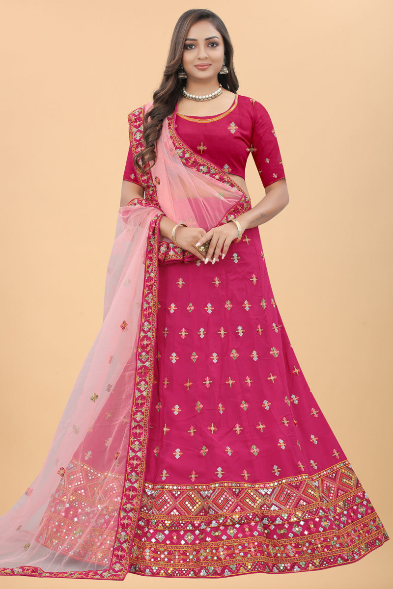 Sangeet Wear Georgette Fabric Rani Color Lehenga