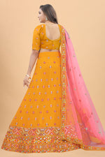 Load image into Gallery viewer, Georgette Fabric Yellow Color Stunning Sangeet Wear Lehenga
