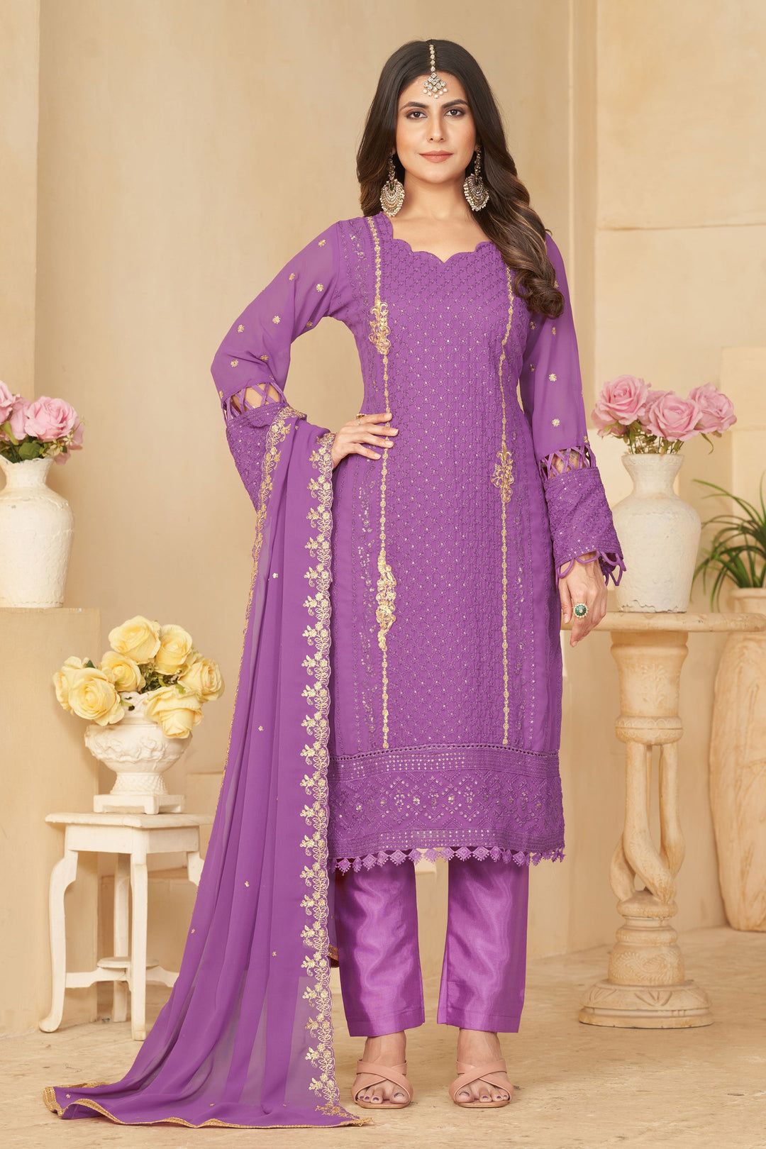 Pink Color Georgette Fabric Elegant Festive Look Salwar Suit | Buy Online India