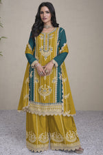 Load image into Gallery viewer, Vartika Singh Chinon Fabric Luxurious Readymade Palazzo Suit In Yellow Color

