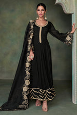 Load image into Gallery viewer, Black Color Embroidered Readymade Silk Fabric Anarkali Style Long Gown With Dupatta
