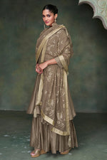 Load image into Gallery viewer, Brown Color Silk Fabric Embroidered Readymade Palazzo Salwar Kameez
