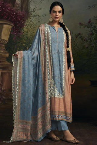 Art Silk Fabric Simple Printed Festive Wear Salwar Suit In Sky Blue Color