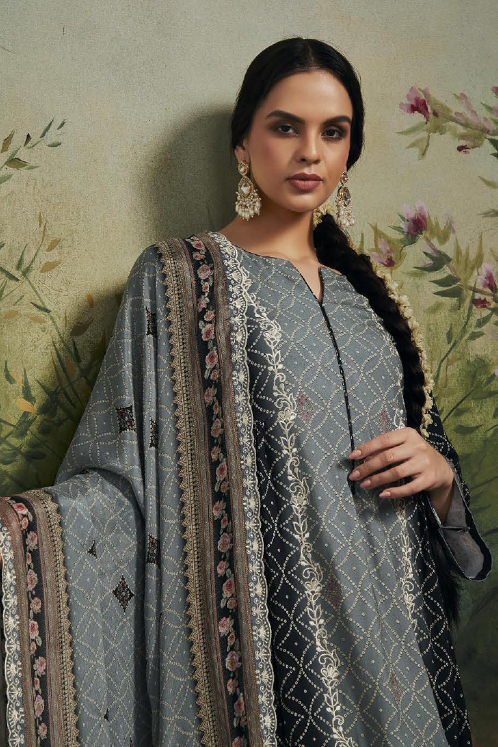 Black Color Printed Salwar Suit In Art Silk Fabric