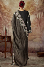 Load image into Gallery viewer, Art Silk Fabric Black Color Patterned Salwar Suit In Party Wear
