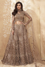 Load image into Gallery viewer, Embroidered Wedding Wear Lehenga Choli In Brown Color Net Fabric
