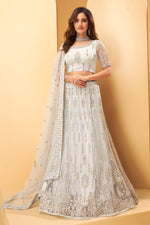 Load image into Gallery viewer, Off White Color Net Fabric Fancy Embroidered Wedding Wear Lehenga Choli
