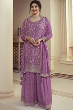 Load image into Gallery viewer, Prachi Desai Graceful Chinon Fabric Lavender Color Palazzo Suit
