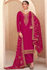 Load image into Gallery viewer, Georgette Fabric Rani Color Supreme Embroidered Palazzo Suit
