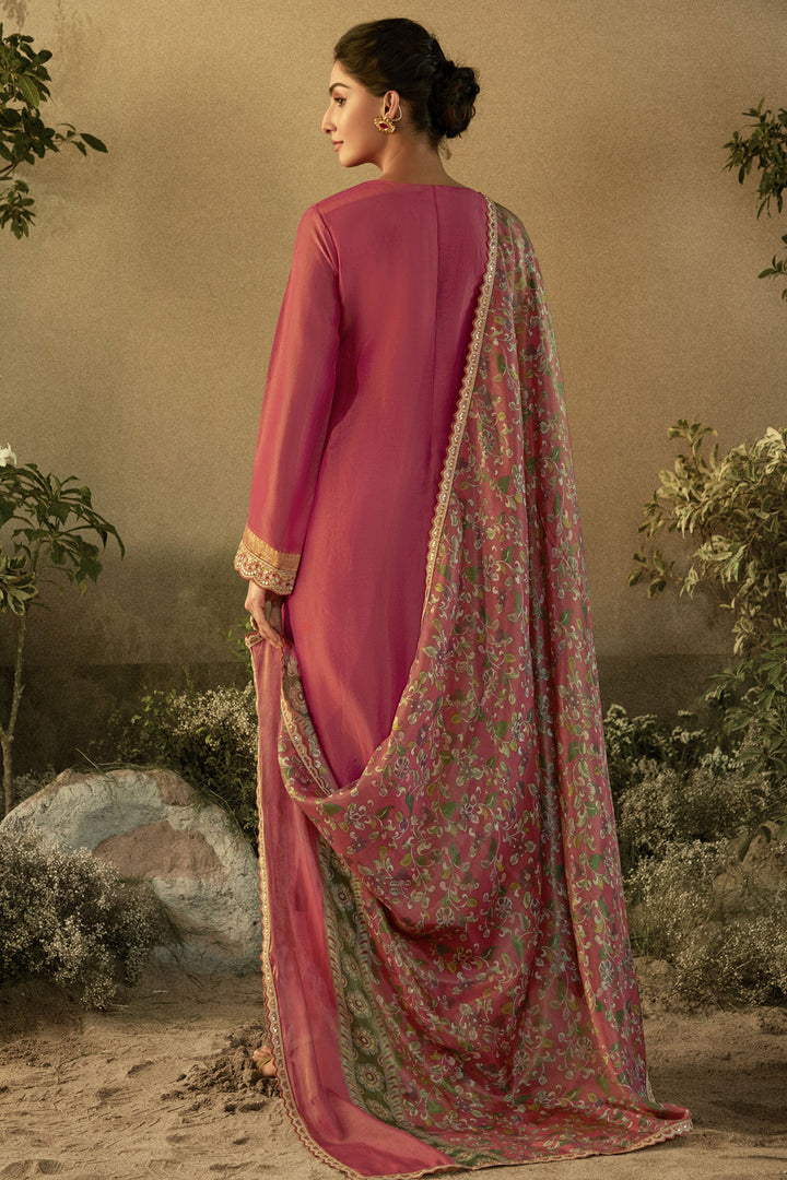 Pink Banarasi Fabric Party Look Tempting Salwar Suit