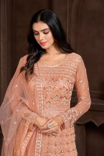 Load image into Gallery viewer, Net Fabric Peach Color Beatific Function Wear Readymade Anarkali Suit
