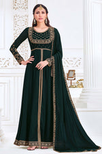 Load image into Gallery viewer, Dark Green Color Georgette Fabric Fancy Embroidered Function Wear Anarkali Suit
