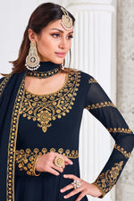 Load image into Gallery viewer, Navy Blue Color Function Wear Embroidered Georgette Fabric Anarkali Suit
