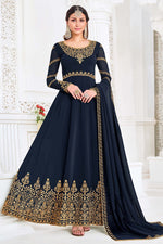 Load image into Gallery viewer, Navy Blue Color Function Wear Embroidered Georgette Fabric Anarkali Suit
