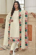 Load image into Gallery viewer, Vartika Singh Fascinating Off White Color Georgette Palazzo Suit
