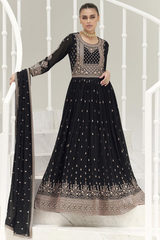 Party Wear Embroidered Readymade Long Anarkali Style Gown With Dupatta