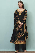 Load image into Gallery viewer, Georgette Sangeet Wear Black Color Chic Embroidered Palazzo Suit
