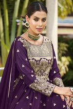 Load image into Gallery viewer, Sequins Work Purple Color Readymade Palazzo Salwar Suit In Georgette Fabric
