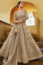 Load image into Gallery viewer, Cream Color Function Wear Embroidered Net Fabric Designer Anarkali Suit
