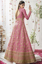 Load image into Gallery viewer, Engaging Pink Color Net Fabric Embroidered Anarkali Suit
