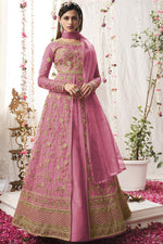 Load image into Gallery viewer, Engaging Pink Color Net Fabric Embroidered Anarkali Suit
