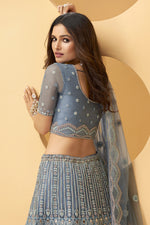 Load image into Gallery viewer, Net Fabric Wedding Wear Grey Color Embroidered Lehenga Choli
