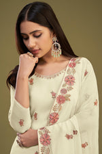 Load image into Gallery viewer, Beige Color Embroidered Function Wear Palazzo Salwar Suit In Georgette Fabric
