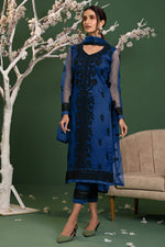Load image into Gallery viewer, Blue Color Net Fabric Party Style Thread Embroidered Salwar Kameez
