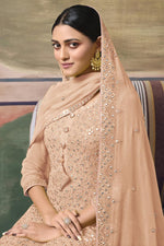 Load image into Gallery viewer, Sangeet Wear Pleasant Georgette Fabric Sharara Suit In Peach Color
