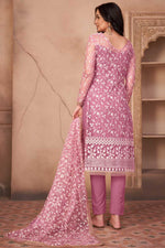 Load image into Gallery viewer, Exquisite Net Fabric Festival Wear Pink Color Embroidered Salwar Suit
